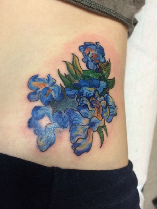 vincent van gogh tatuiruotės Irises Tattoo on Rib