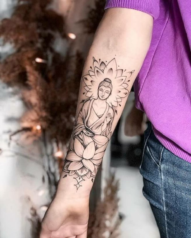 Tatovering underarm Buddha