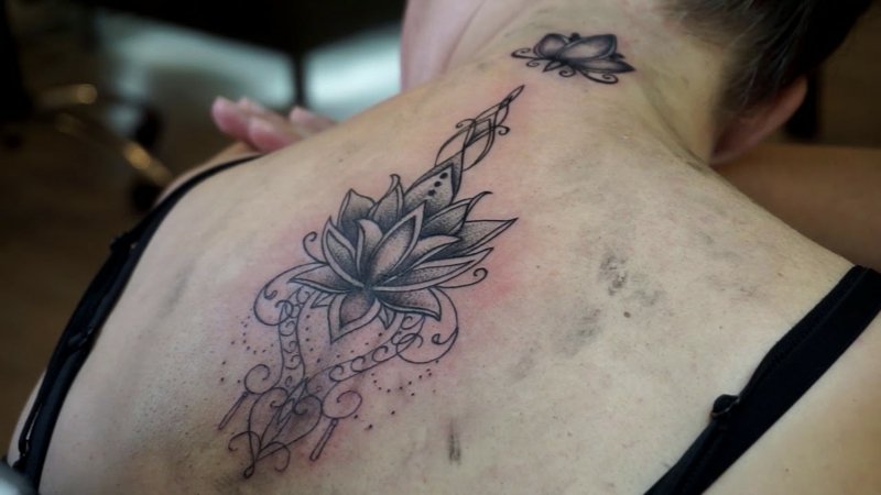 Lotus tattoo mandala back woman big