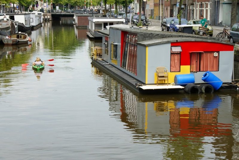 Houseboats στο Poelebrug, Groningen